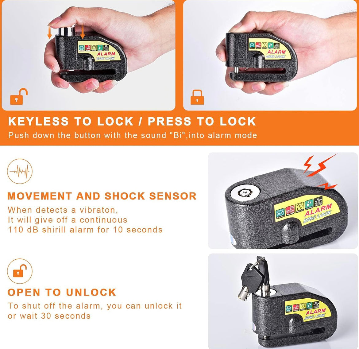 Motorcycle Alarm Disk Lock